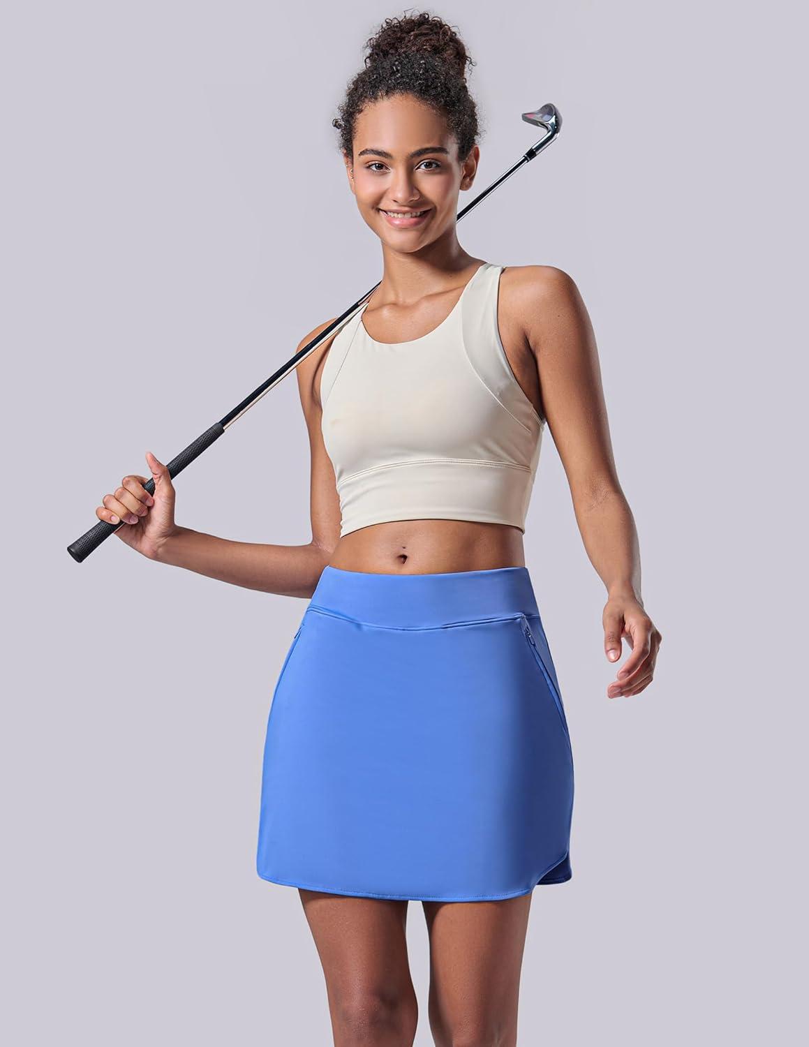 image:image3 Pack Womens Active Skorts with Pockets High Waist Athletic Skirts with Builtin Shorts for Tennis Golf WorkoutGrayKhakiDusty Blue