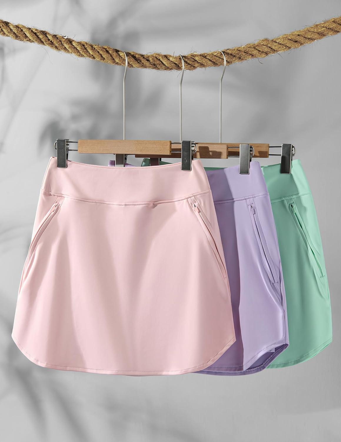 image:image3 Pack Womens Active Skorts with Pockets High Waist Athletic Skirts with Builtin Shorts for Tennis Golf WorkoutPeachLavenderMint