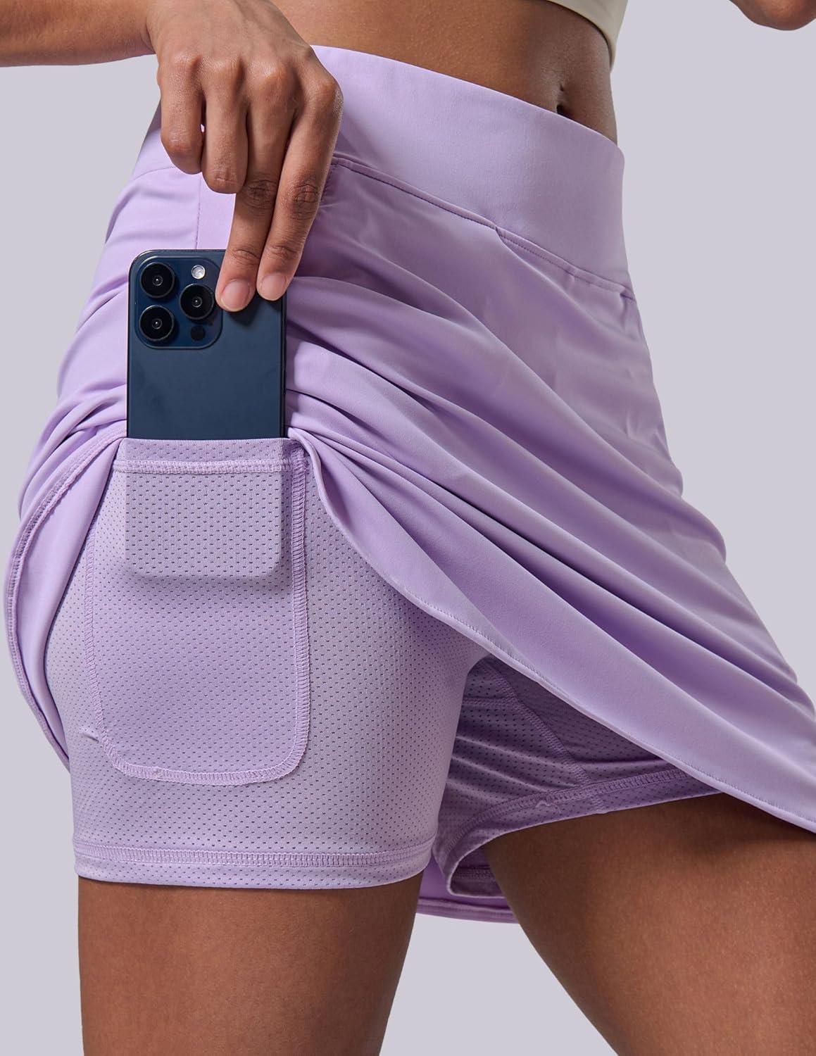 image:image3 Pack Womens Active Skorts with Pockets High Waist Athletic Skirts with Builtin Shorts for Tennis Golf WorkoutWhiteLavenderBlack