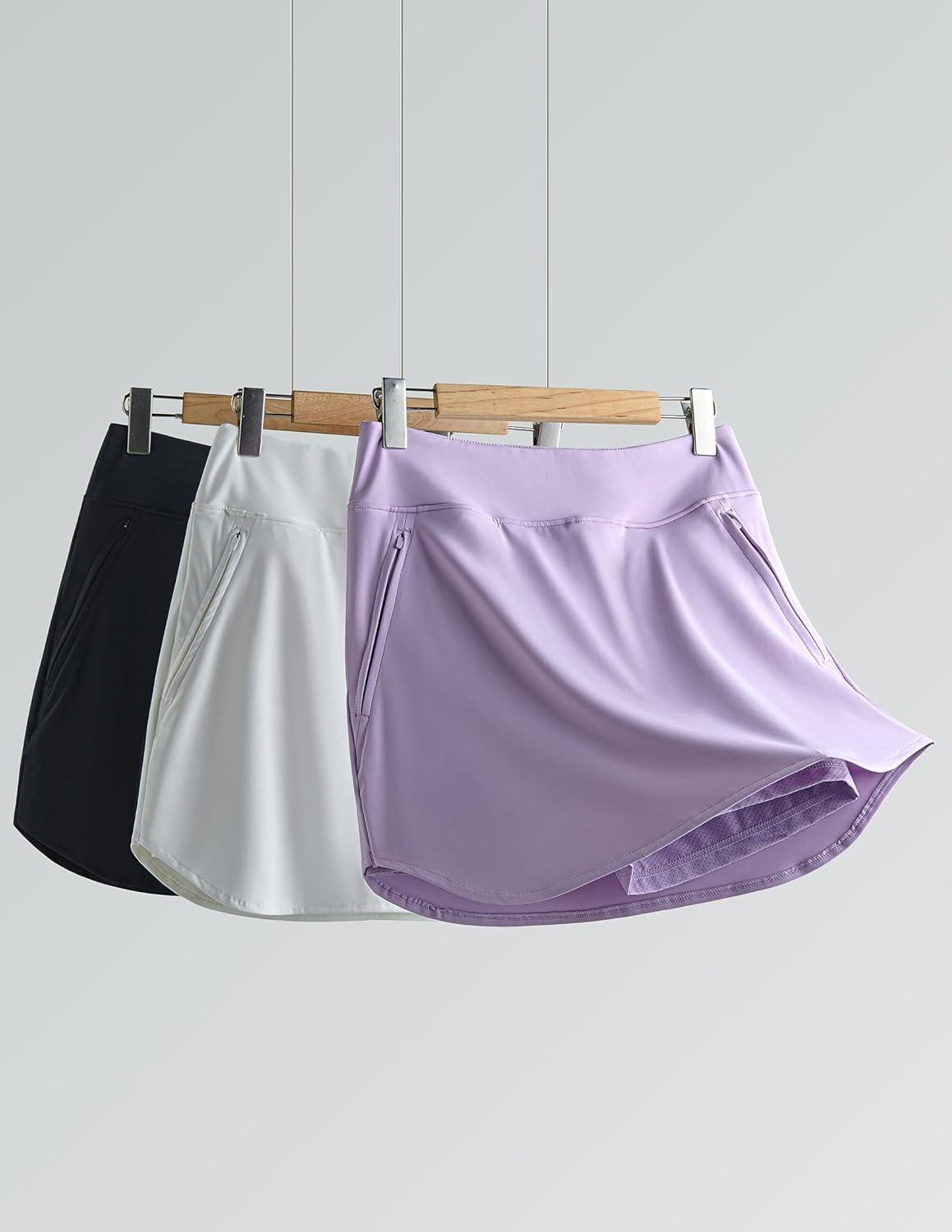 image:image3 Pack Womens Active Skorts with Pockets High Waist Athletic Skirts with Builtin Shorts for Tennis Golf WorkoutWhiteLavenderBlack