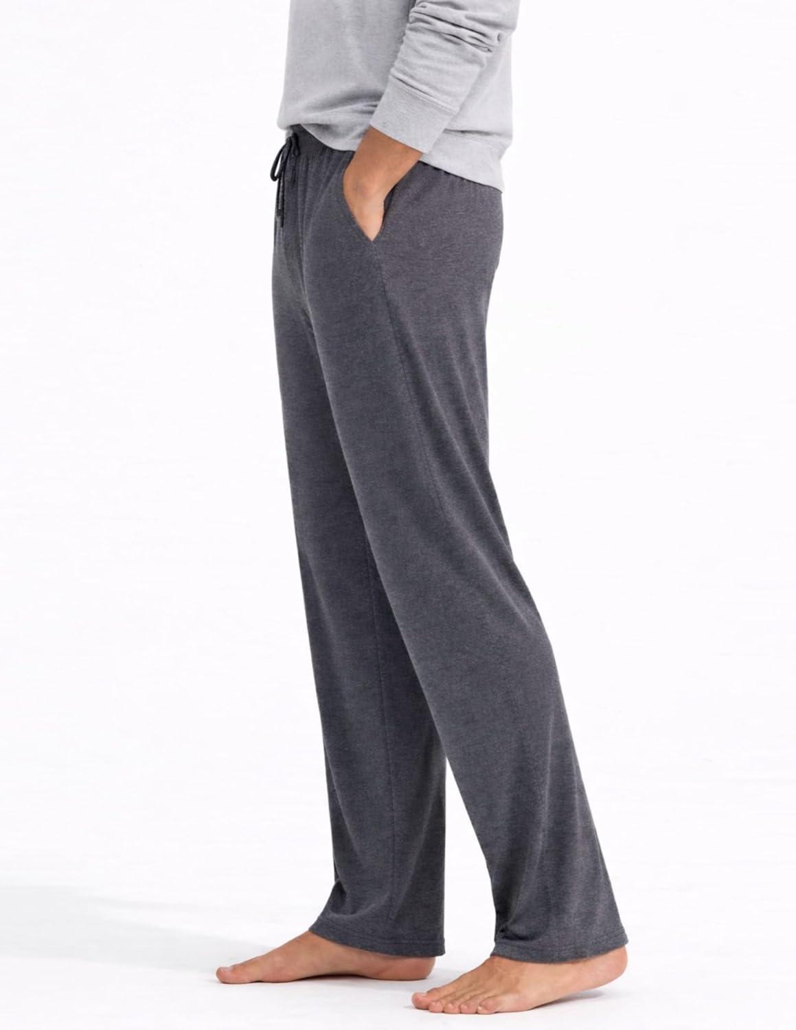 image:imageMens Pajama Pants with Short Length 27 Inseam Soft Lightweight Lounge Sleep Pants with Pockets and FlyCharcoal