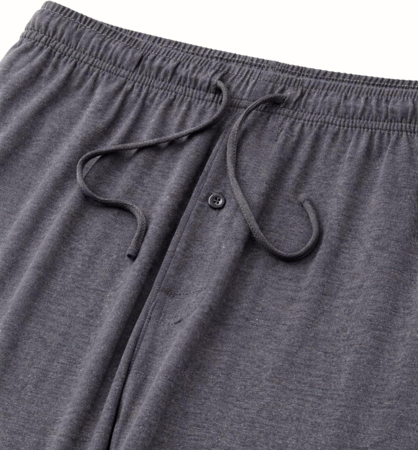 image:imageMens Pajama Pants with Short Length 27 Inseam Soft Lightweight Lounge Sleep Pants with Pockets and FlyCharcoal