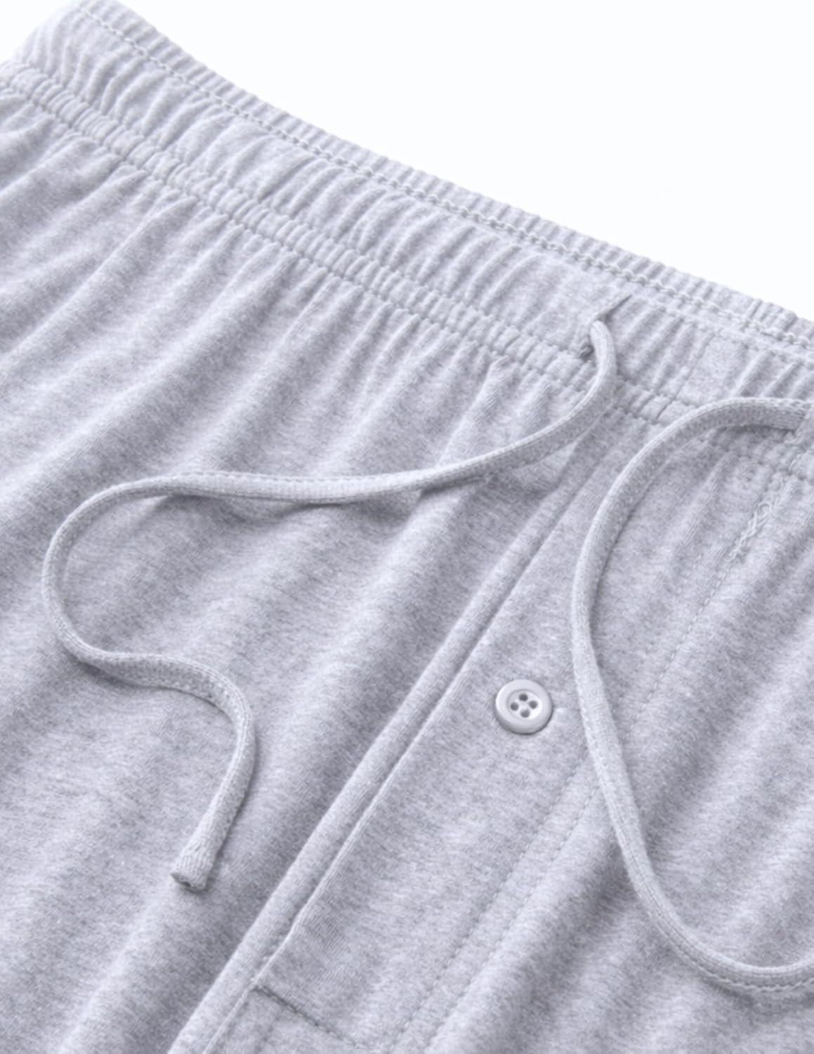 image:imageMens Pajama Pants with Short Length 27 Inseam Soft Lightweight Lounge Sleep Pants with Pockets and FlyGrey