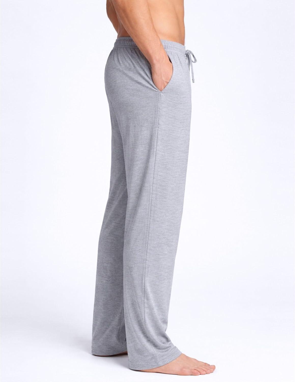 image:imageMens Pajama Pants with Short Length 27 Inseam Soft Lightweight Lounge Sleep Pants with Pockets and FlyGrey