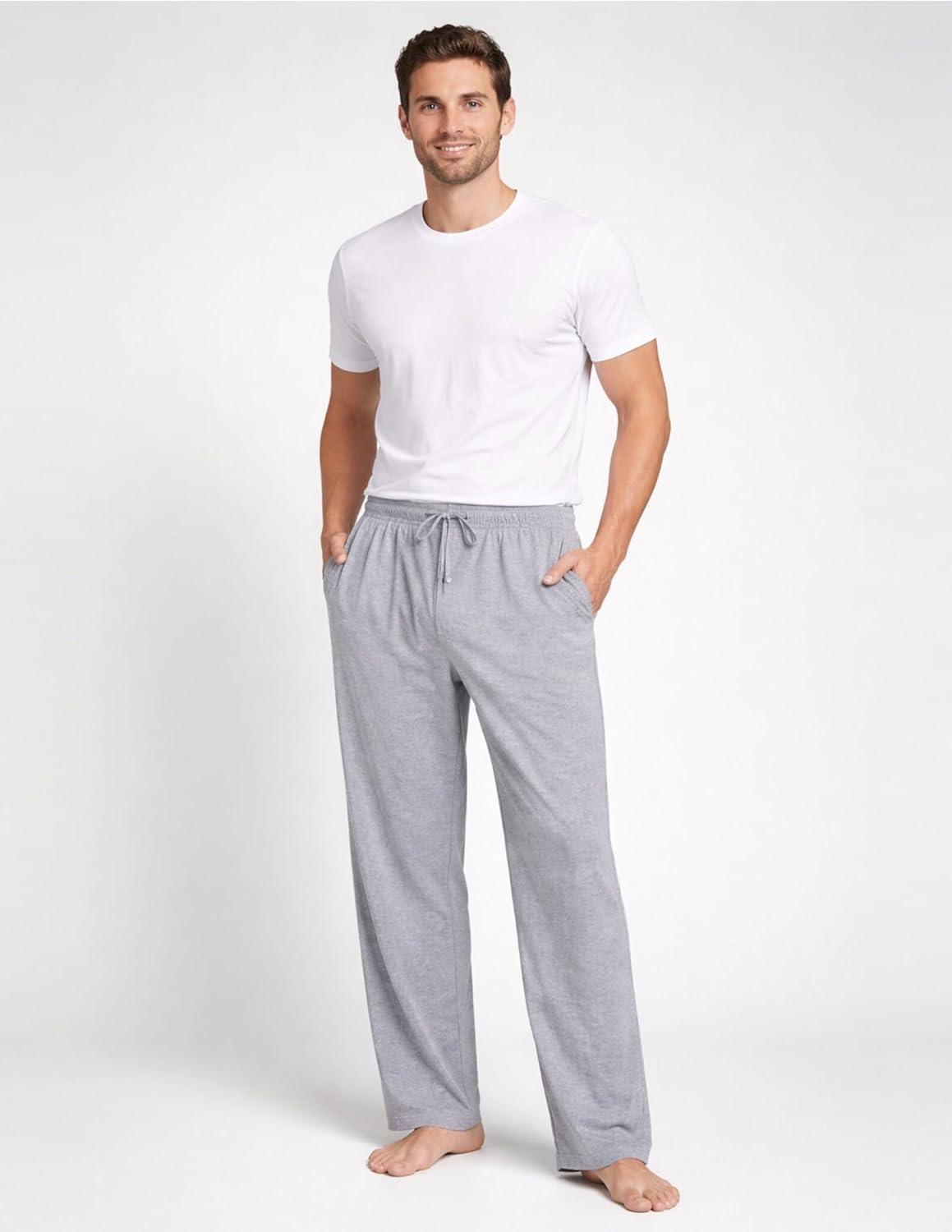 image:imageMens Pajama Pants with Short Length 27 Inseam Soft Lightweight Lounge Sleep Pants with Pockets and FlyGrey