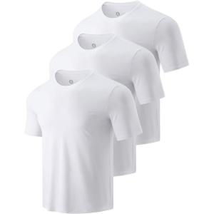 3 Pack Men’s Bamboo Viscose T Shirts, Ultra Soft Breathable Bamboo Undershirts for Men, Cooling Lounge Tees(White/White/White)