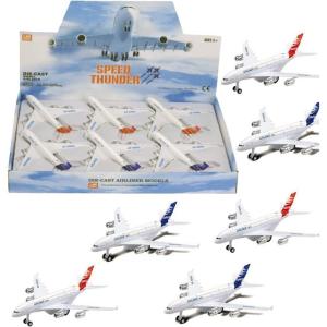 6 Pack: Diecast Commercial Airplane Toys, 7.2″ Big Model Airliners A380 Planes with Lights and Sound – 1:400 Pull Back Alloy Metal Aircraft, Party Favors for Kids