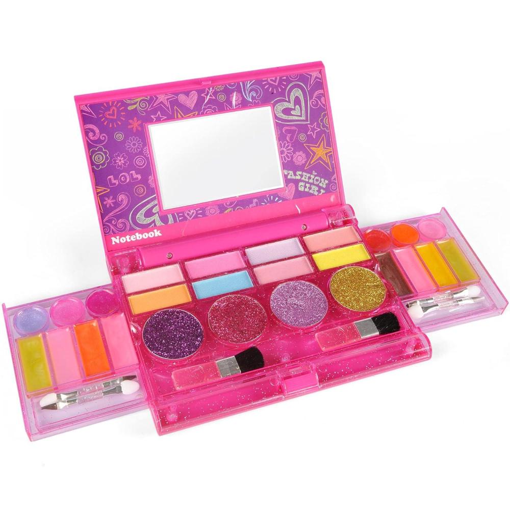 image:imageKids Washable Makeup Kit Fold Out Cosmetic Vanity Palette with Mirror Make Up Toy Beauty Kit for Girls Pretend Play Safety Tested Non Toxic