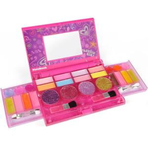 Kids Washable Makeup Kit, Fold Out Cosmetic Vanity Palette with Mirror, Make Up Toy Beauty Kit for Girls Pretend Play – Safety Tested – Non Toxic