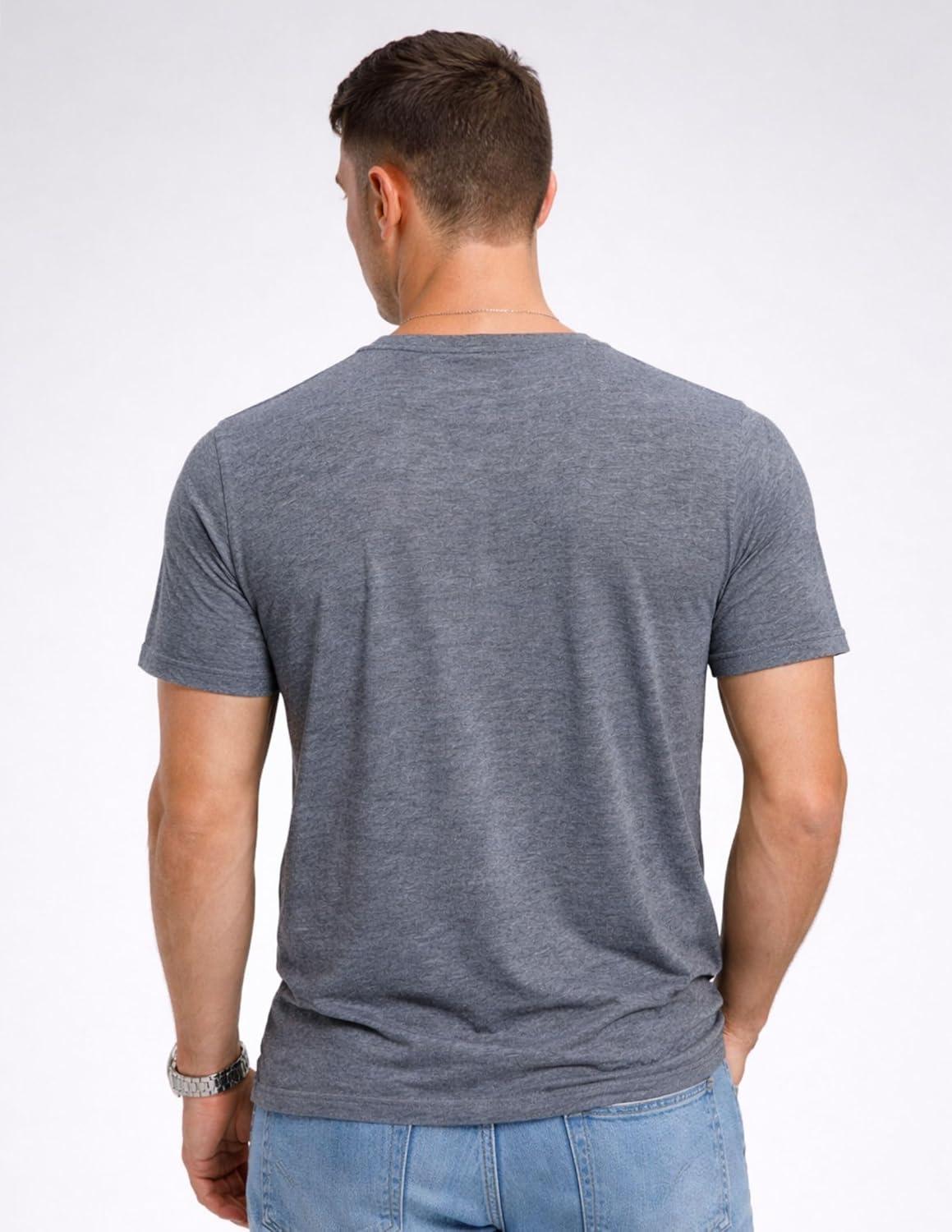 image:imageLiberty Pro 3Pack Mens Casual Henley Shirts Comfort Soft Stretch Tees Relaxed Fit 3Button Summer TShirtsBlackNavy BlueHeather Gray