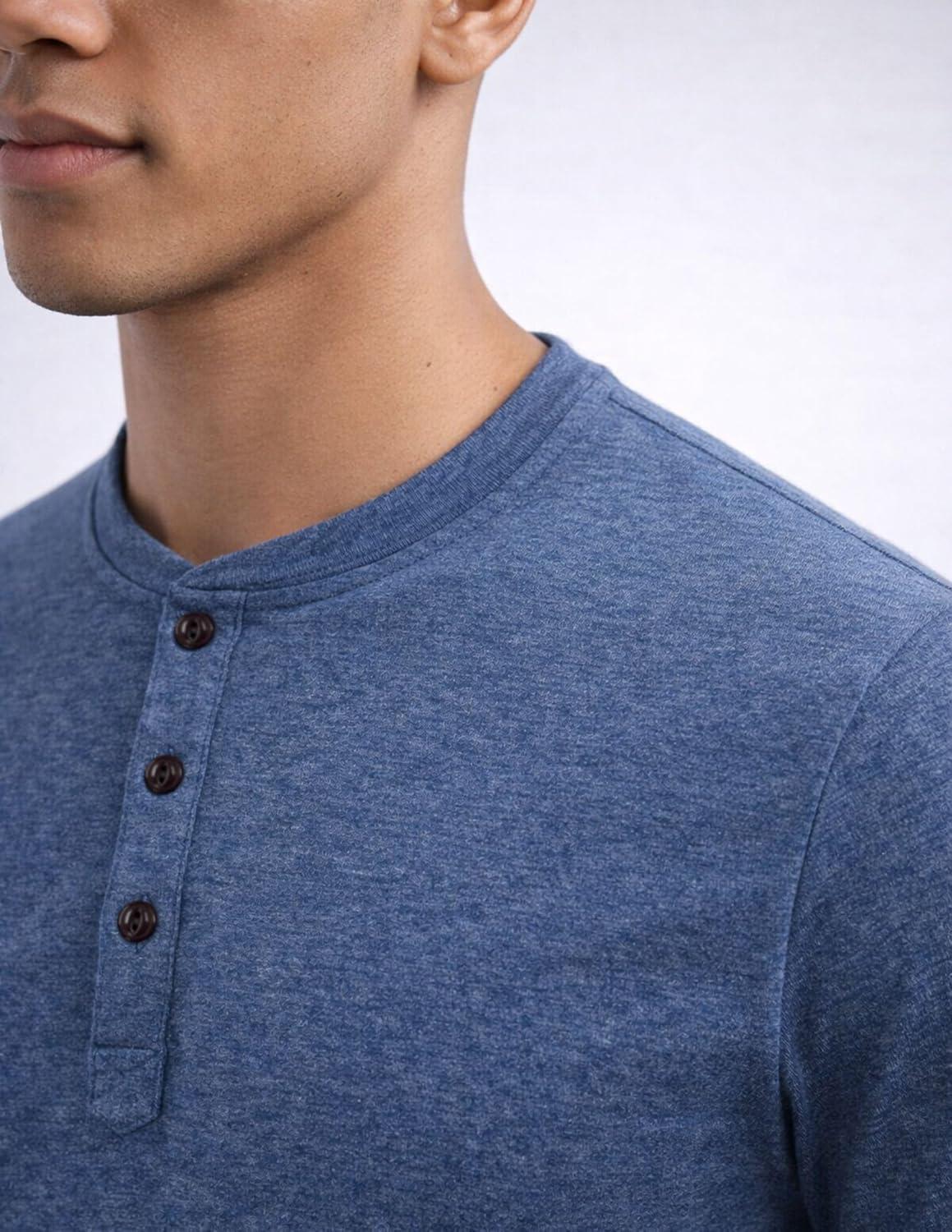 image:imageLiberty Pro 3Pack Mens Casual Henley Shirts Comfort Soft Stretch Tees Relaxed Fit 3Button Summer TShirtsBlackNavy BlueHeather Gray