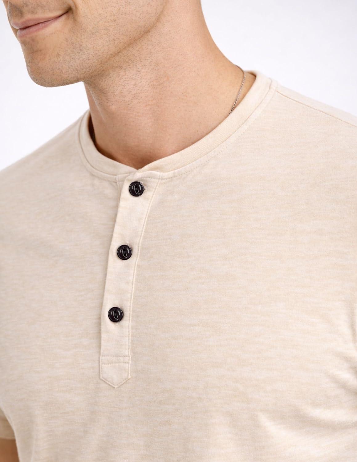 image:imageLiberty Pro 3Pack Mens Casual Henley Shirts Comfort Soft Stretch Tees Relaxed Fit 3Button Summer TShirtsIvoryBlackHeather Gray