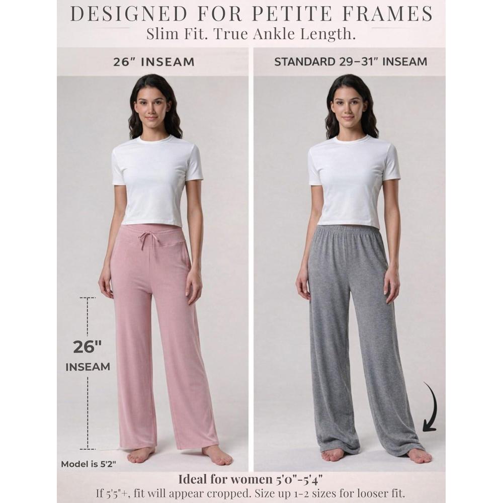 image:imageLiberty Pro Womens Slim Fit Pajama Pants with 26 Inseam Ankle Length High Waisted Wide Leg Lounging PJ Bottoms with Pockets