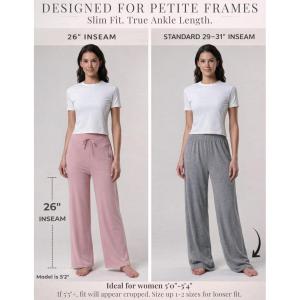 Liberty Pro Women’s Slim Fit Pajama Pants with 26” Inseam Ankle Length High Waisted Wide Leg Lounging PJ Bottoms with Pockets