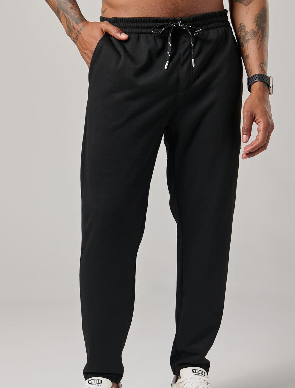 image:imageLiberty Pro 2 Pack Mens Joggers for Shorter Men 29 Inseam Sweatpants with Zip Pockets Regular Fit Tapered Workout PantsCharcoalBlack