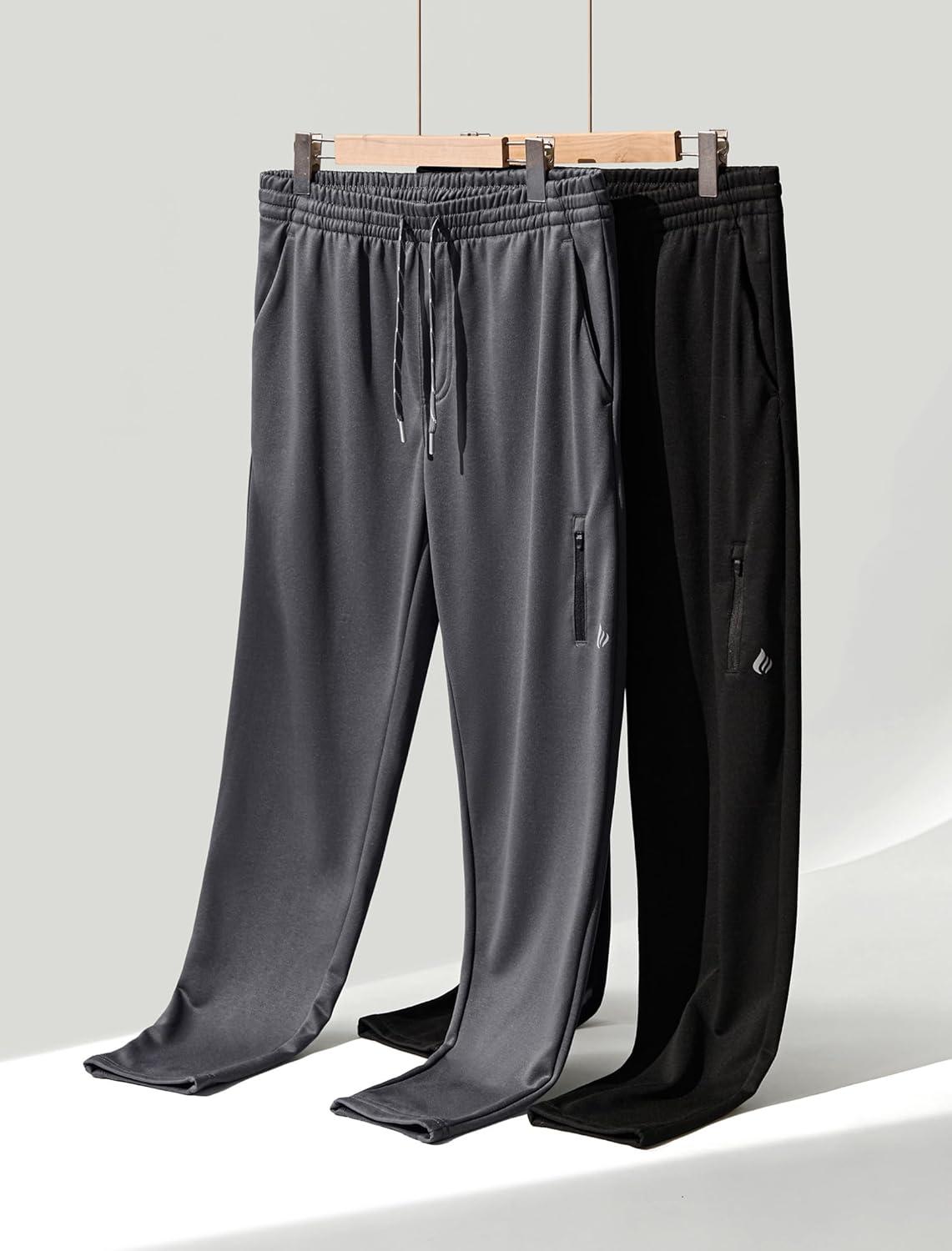 image:imageLiberty Pro 2 Pack Mens Joggers for Shorter Men 29 Inseam Sweatpants with Zip Pockets Regular Fit Tapered Workout PantsCharcoalBlack