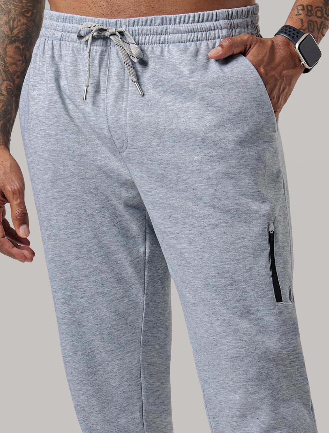 image:imageLiberty Pro 2 Pack Mens Joggers for Shorter Men 29 Inseam Sweatpants with Zip Pockets Regular Fit Tapered Workout PantsGrayBlack