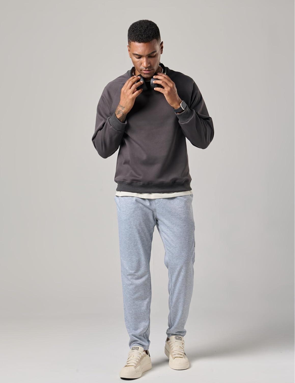 image:imageLiberty Pro 2 Pack Mens Joggers for Shorter Men 29 Inseam Sweatpants with Zip Pockets Regular Fit Tapered Workout PantsGrayBlack