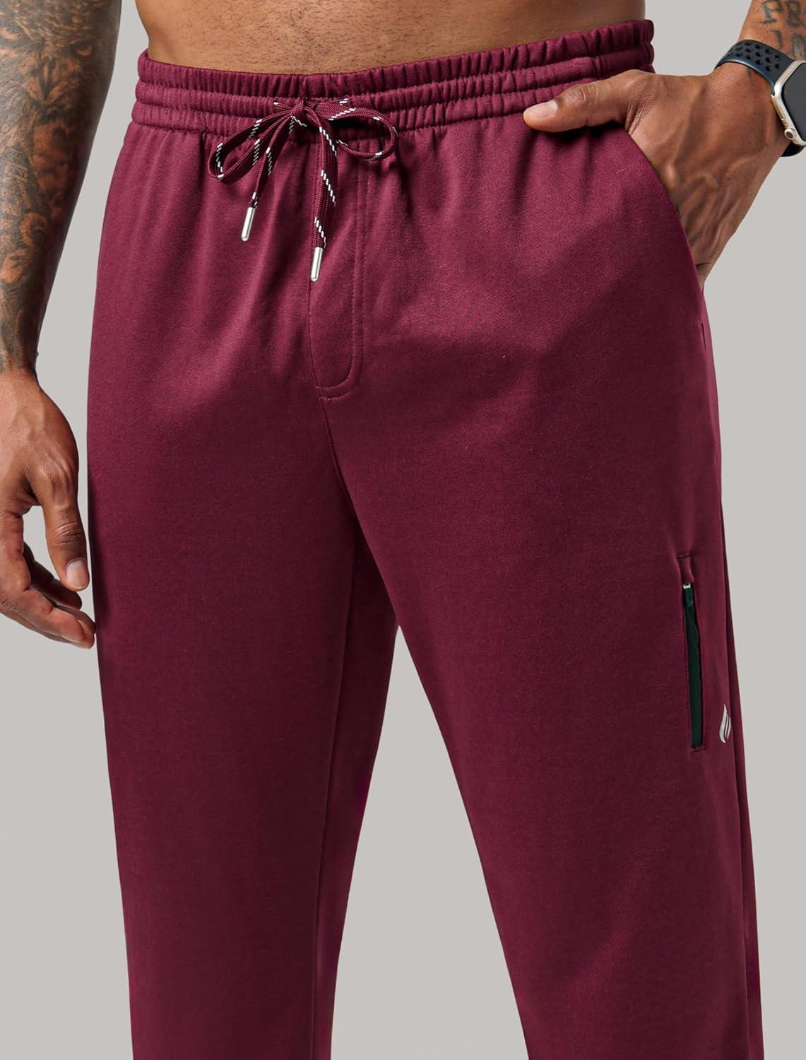 image:imageLiberty Pro 2 Pack Mens Joggers for Shorter Men 29 Inseam Sweatpants with Zip Pockets Regular Fit Tapered Workout PantsNavyMaroon
