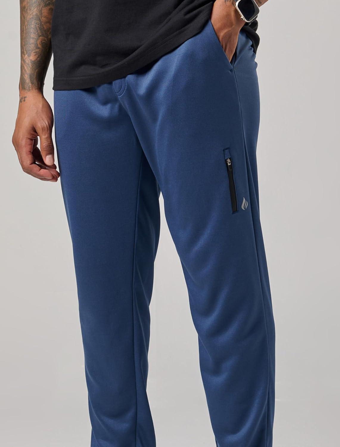 image:imageLiberty Pro 2 Pack Mens Joggers for Shorter Men 29 Inseam Sweatpants with Zip Pockets Regular Fit Tapered Workout PantsNavyMaroon