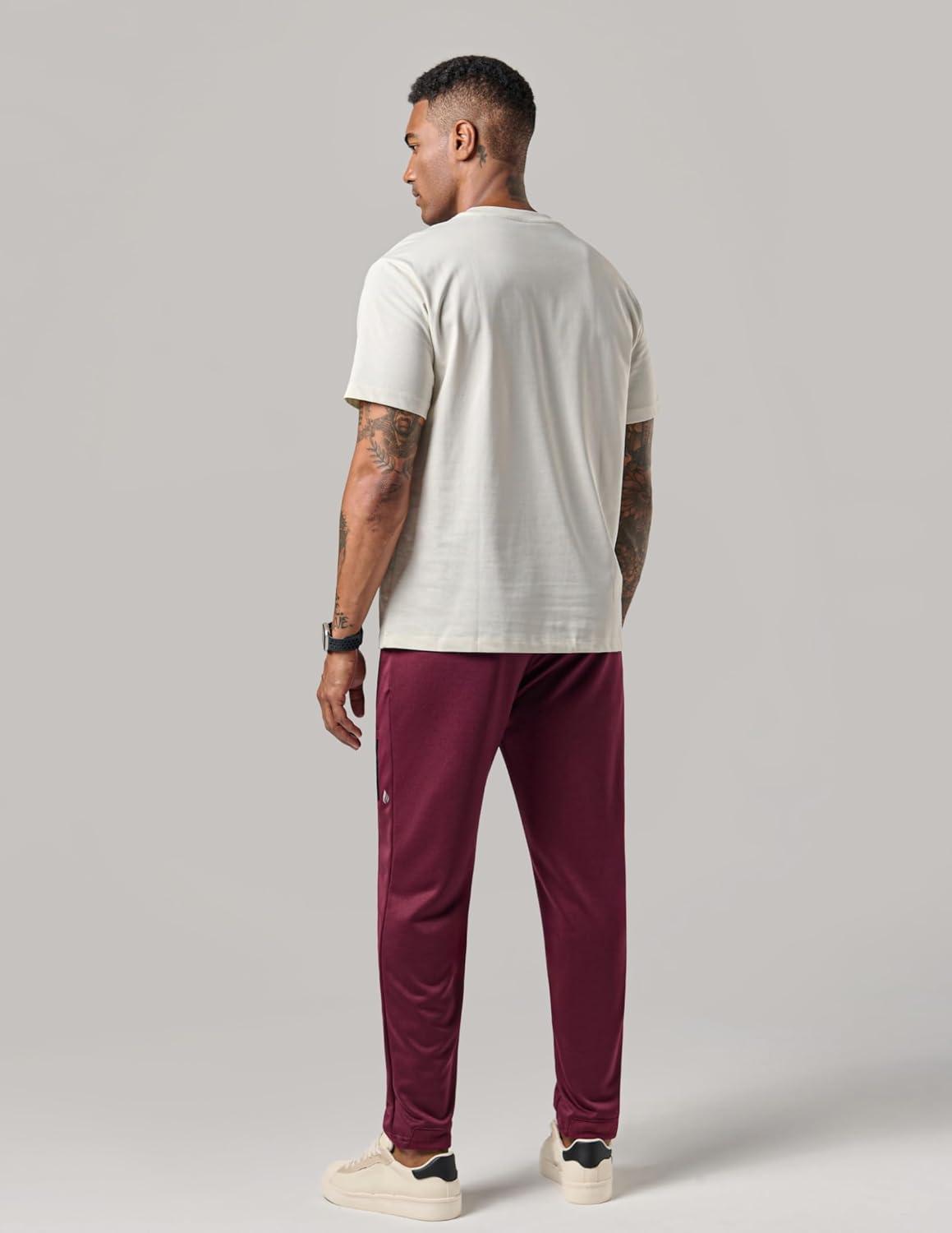 image:imageLiberty Pro 2 Pack Mens Joggers for Shorter Men 29 Inseam Sweatpants with Zip Pockets Regular Fit Tapered Workout PantsNavyMaroon