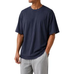 Mens Oversized T Shirt, Drop Shoulder Loose Fit Tee, Soft Lightweight Short Sleeve Crew Neck Casual Gym Workout Shirt(Slate Blue)