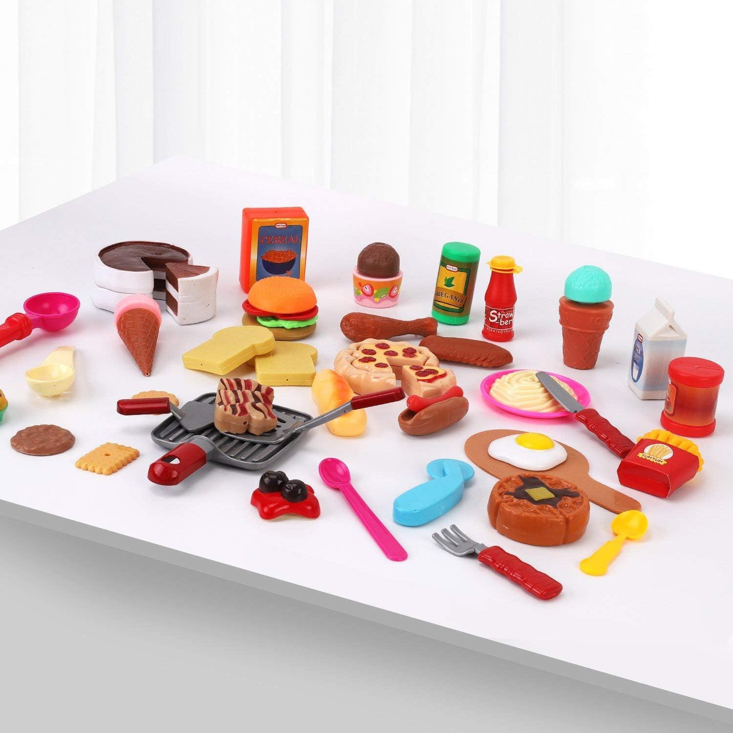 image:image50 PCS Kids Deluxe Pretend Play Food Set with Kitchen Tools Breakfast Fast Food Ice Cream amp Desserts Fun amp Interactive Gourmet Toy Assortment Playset for Imaginative Play50 Pieces