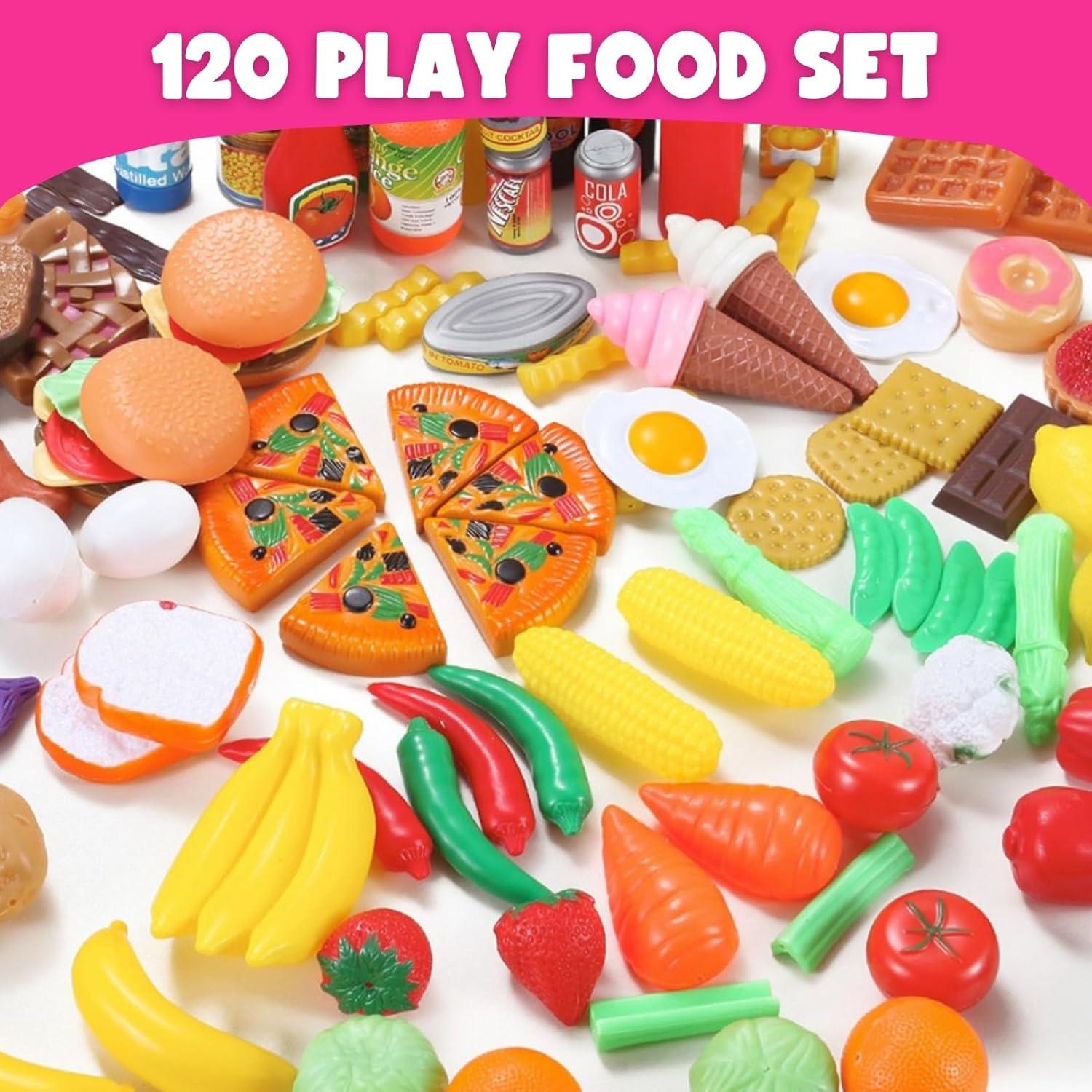 image:image50 PCS Kids Deluxe Pretend Play Food Set with Kitchen Tools Breakfast Fast Food Ice Cream amp Desserts Fun amp Interactive Gourmet Toy Assortment Playset for Imaginative Play120 Pieces