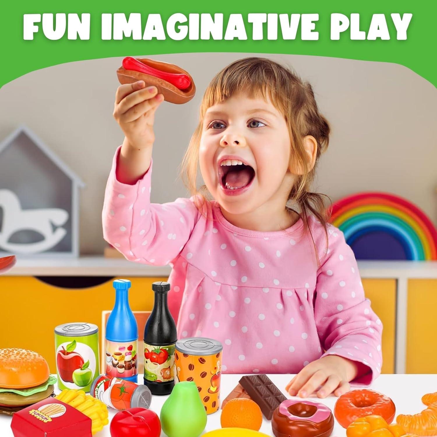 image:image50 PCS Kids Deluxe Pretend Play Food Set with Kitchen Tools Breakfast Fast Food Ice Cream amp Desserts Fun amp Interactive Gourmet Toy Assortment Playset for Imaginative Play120 Pieces