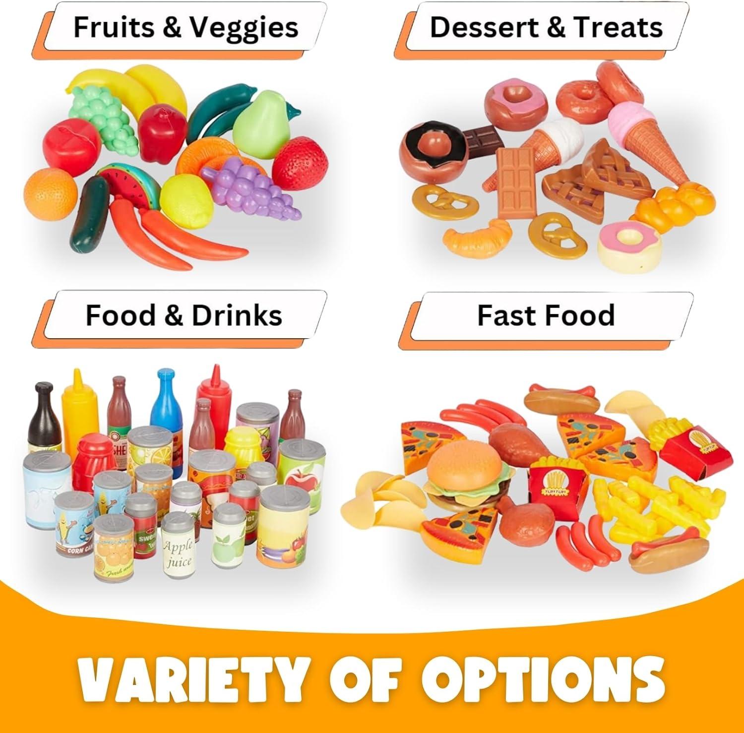 image:image50 PCS Kids Deluxe Pretend Play Food Set with Kitchen Tools Breakfast Fast Food Ice Cream amp Desserts Fun amp Interactive Gourmet Toy Assortment Playset for Imaginative Play120 Pieces