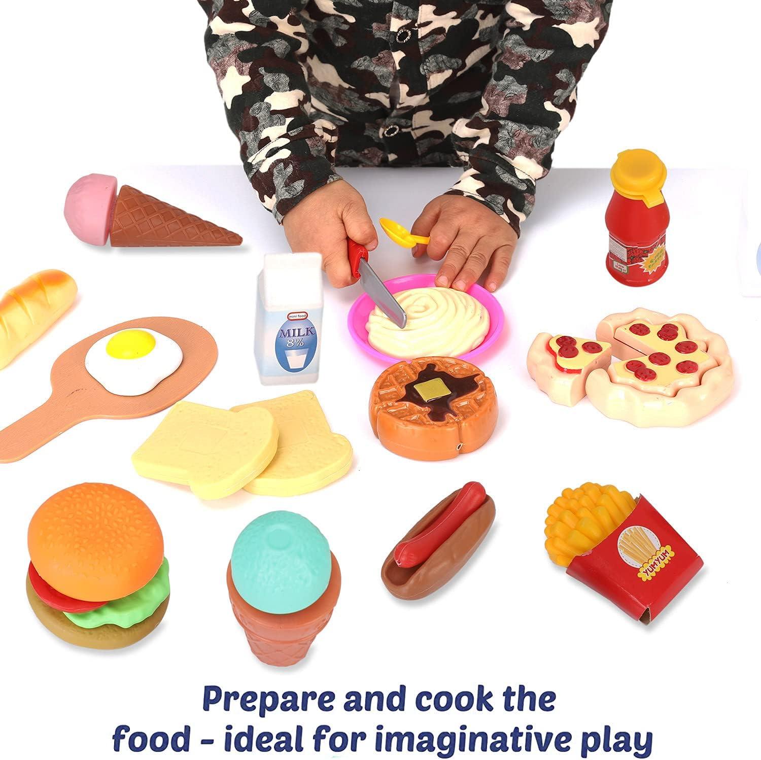 image:image50 PCS Kids Deluxe Pretend Play Food Set with Kitchen Tools Breakfast Fast Food Ice Cream amp Desserts Fun amp Interactive Gourmet Toy Assortment Playset for Imaginative Play50 Pieces