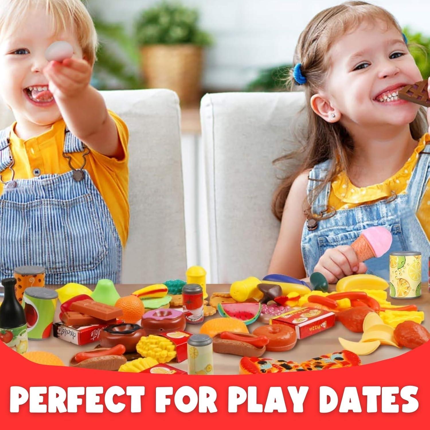 image:image50 PCS Kids Deluxe Pretend Play Food Set with Kitchen Tools Breakfast Fast Food Ice Cream amp Desserts Fun amp Interactive Gourmet Toy Assortment Playset for Imaginative Play120 Pieces