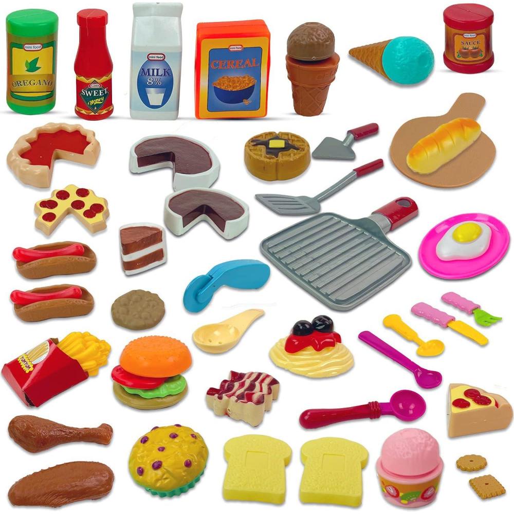 image:image50 PCS Kids Deluxe Pretend Play Food Set with Kitchen Tools Breakfast Fast Food Ice Cream amp Desserts Fun amp Interactive Gourmet Toy Assortment Playset for Imaginative Play50 Pieces