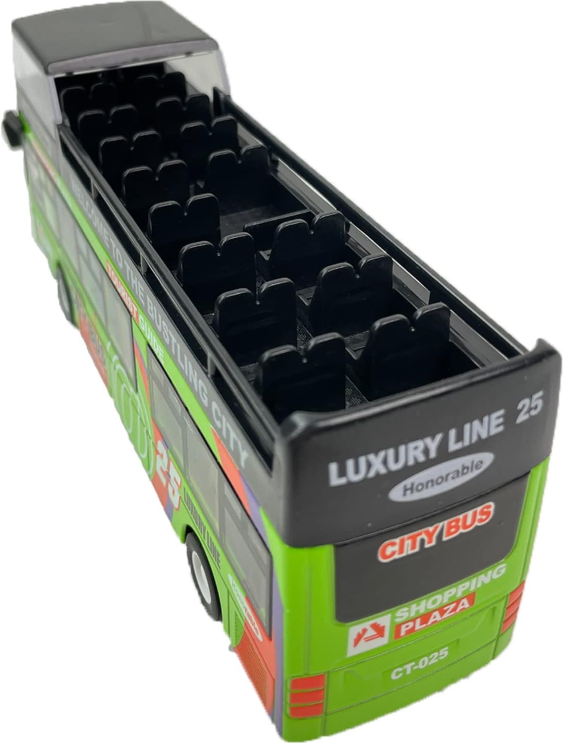 image:imageLiberty Imports 132 Scale Die Cast Sightseeing Tour Bus Toy Pull Back Vehicles Mini Double Decker Tourist Open Top Bus Model Car Pullback Action Toys with Lights and Music GreenGreen