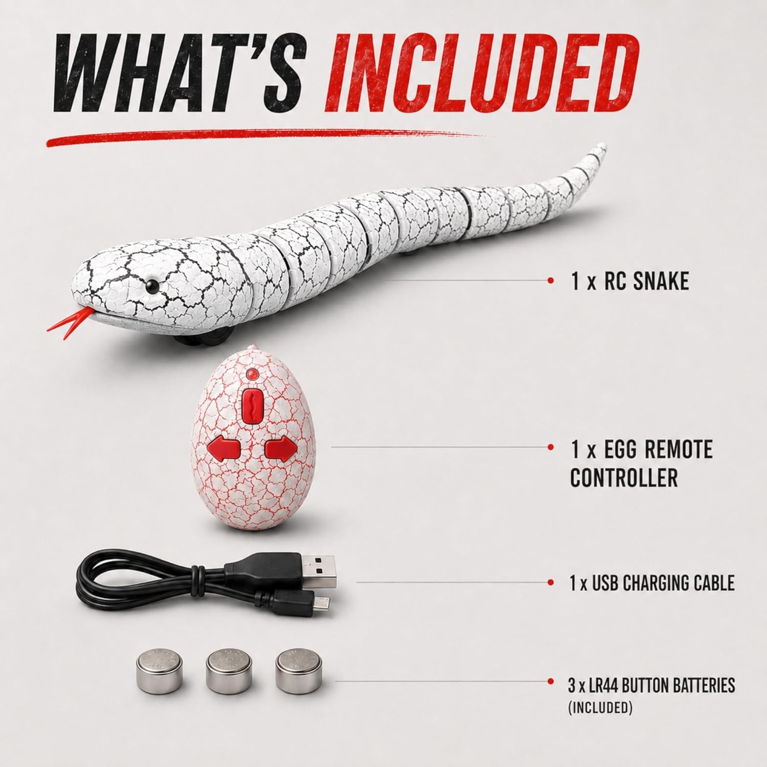 image:imageLiberty Imports 16 Inch Remote Control Rattle Snake Toy Realistic Reptile Robot with Egg Shaped Infrared Receiver RC Snake Prank Toy Ideal Gift for Kids or for Adults BlackWhite